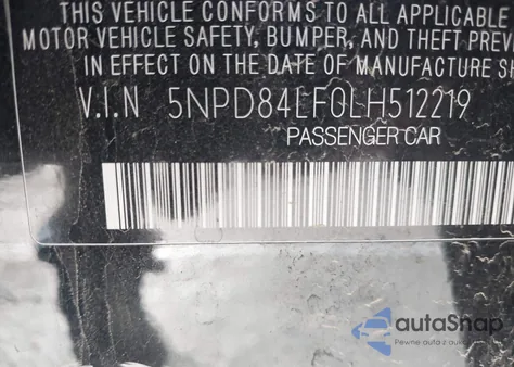 2020 Hyundai Elantra Sel z USA, uszkodzony, nr VIN 5NPD84LF0LH512219